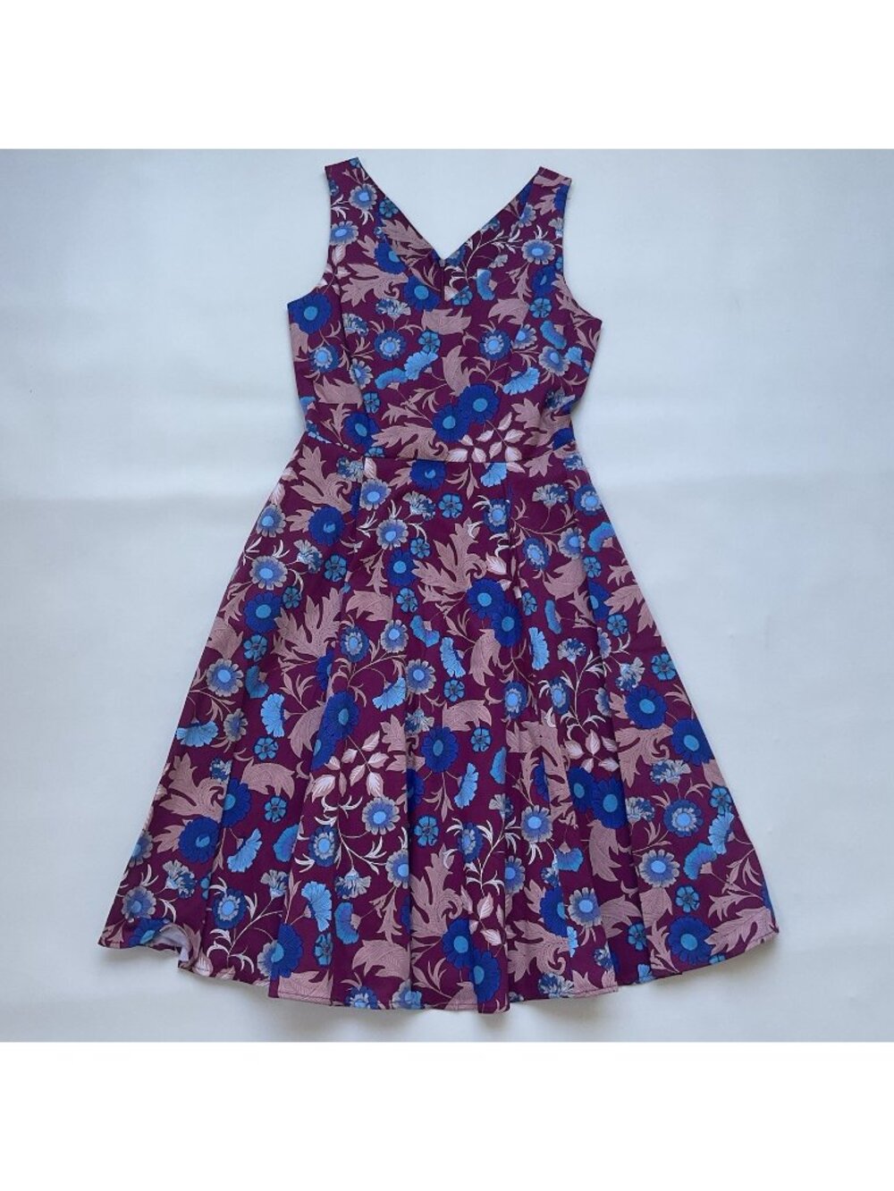 Eva Rose Women’s V-neck Retro Vintage Inspired Floral Dress Sleeveless Size M